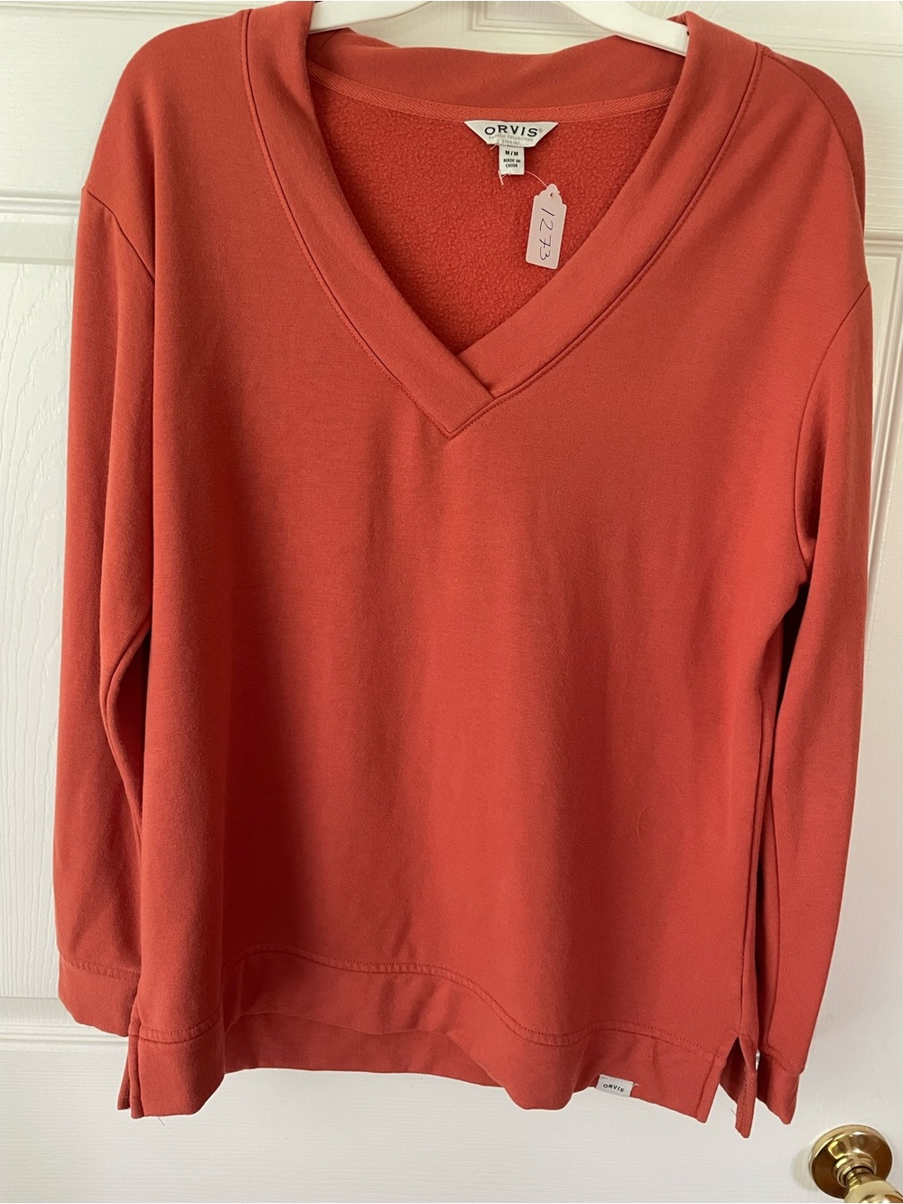 Orvis Classic Collection Women’s M Coral Modal Fleece V Neck Sweatshirt 🍂